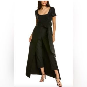 Kay Unger Olympia Metallic Fleck Maxi Romper Black Womens Size 4